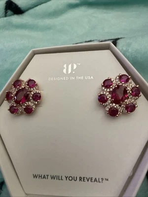 Bomb Party July 2025 Earrings ER81313 Forever In Bloom Ruby On Rose Gold Plating - Image 1 of 2