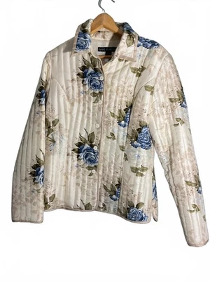 Chaqueta floral grande acolchada con cuentas de seda Anne Carson para mujer Foto 1 de 4