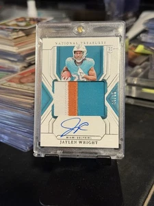 Tarjeta de fútbol americano 2024 National Treasures Jaylen Wright parche de novato automático/99 RPA RC - Imagen 1 de 9