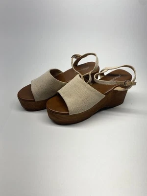 JEFFREY CAMPBELL Womens On Deck Platform Wedge Sandal In Beige Sz 11 - Image 1 of 4