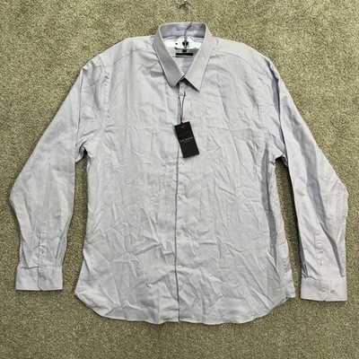 Camisa de Vestir Ted Baker London Hombres Lila Calce Ajustado LS Talla 17.5 Nueva Con Etiquetas Foto 1 de 4