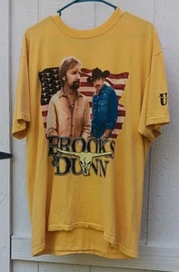 Vintage Brooks And Dunn 2001 Gelb T-Shirt Größe L Neon Circus Wild West Show - Bild 1 von 12
