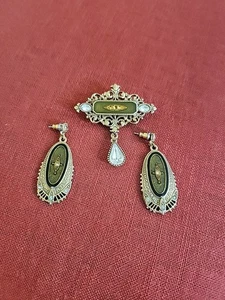 Vintage viktorianisch inspirierte Stabnadel mit passenden Ohrringen - Bild 1 von 13