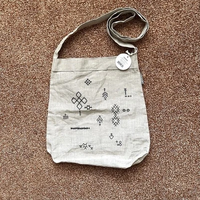 Linen Bag Fringe Studio Cross Body Tan Aztec Southwest NWT - Image 1 of 4