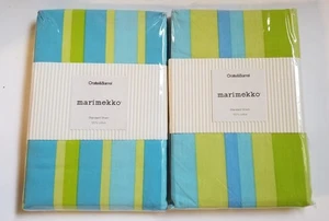 Marimekko Raita Stripe Pillow Sham 2 Neu im Paket Aqua Blau Limettengrün - Bild 1 von 5