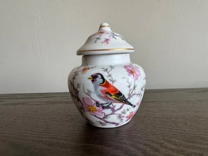 Scatola barattolo zenzero vintage con coperchio. Made in Portugal Aveiro vidroceramica uccellini floreale - Foto 1 di 6