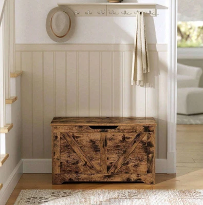 Storage Chest, Storage Bench, Blanket Box 2 Safety Hinges, Shoe Storage Rustic - Image 1 of 4