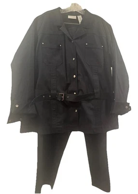 Liz Claiborne Pantalón Traje Chaqueta y Pantalones Negro Broches Cinturón 18WP Foto 1 de 4