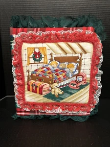 Álbum de fotos de Navidad acolchado a cuadros rojo satinado encaje hecho a mano de colección años 80 90 - Imagen 1 de 10