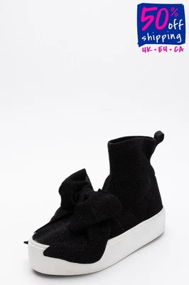 PVP €132 APEPAZZA Zapatillas Tejidas US7 UK4 EU37 Negro Forma Plana Foto 1 de 4