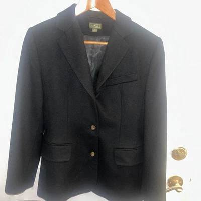 L.L. Bean Wool & Cashmere Jacket Blazer Women's 4P Black  - Image 1 of 4