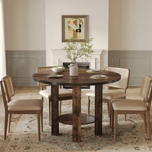 Runder Esstisch für 4 Personen, 100 x 75 cm, Holzküchentisch, großer Tisch - Bild 1 von 7