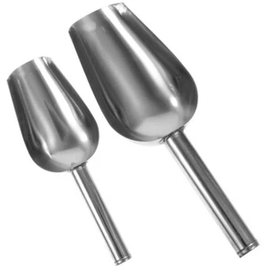 2Pcs Household Flour Scoop Stainless Ice Shovel Ice Cube Storage Scoop Kitchen - Picture 1 of 12