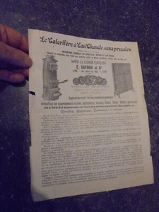 Ancien Feuillet Publicitaire Poêle & Radiateur Fonte le Calorifère Gaydon Lyon - Imagen 1 de 2