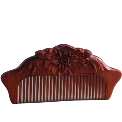 Red Sandalwood Carving Wide Teeth Wood Comb Home Supplies Decor Accessories Gift - Image 1 of 4