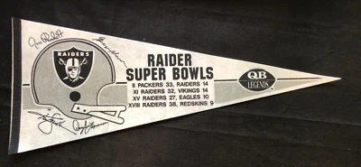 Raider Super Bowls VINTAGE NFL futebol americano TAMANHO COMPLETO memorabilia Pennant - Imagem 1 de 3