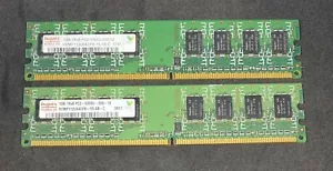 Hynix HYMP112U64CP8-Y5 Pair 2x1Gb = 2Gb PC2-5300 667Mhz DDR2 UDIMM DesktopMemory - Picture 1 of 3
