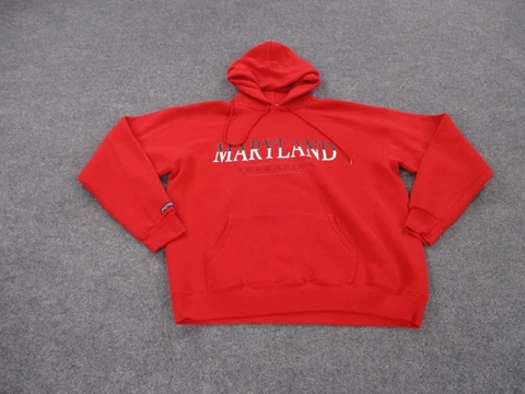 Vintage Maryland Terrapins Hoodie Sweatshirt Adult L Red Pullover Spell Out Mens Cover