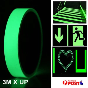 3M Up Luminous Decorative Night Glow Dark Selfadhesive Safety Sticker Tape 1.5CM - Picture 1 of 13