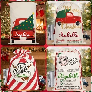 Christmas Santa Bag Gift Sacks Presents Bag | Name on Christmas Sack Included - Picture 1 of 87