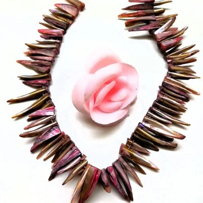 Perles coquillage d'eau douce teinté rose 25*35 mm - Photo 1/4