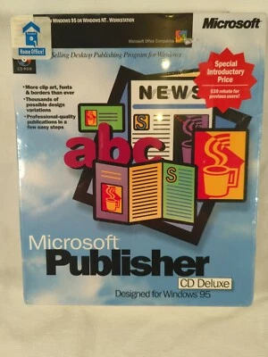 Microsoft Publisher CD Deluxe For Windows 95 Big Box NEW SEALED - Image 1 of 4