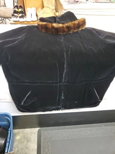 Lauren Ralph Lauren Black Velvet Silk Coat Size 2X Faux Fur Hooded Parka Jacket - Imagen 1 de 11