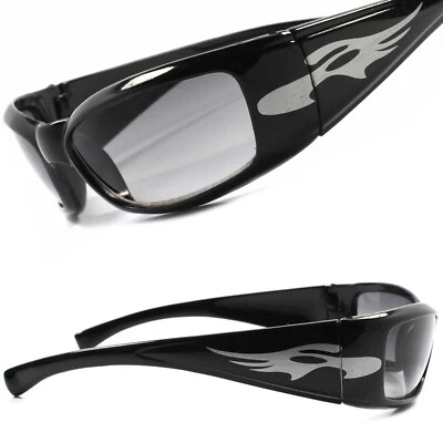 Vintage Motorcycle Riding Biker Black Mens Cool Wrap Around Sport Sunglasses - Image 1 of 4