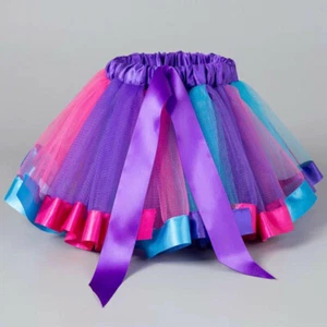 Kids Child Girls Colorful Tutu Skirt Layered Tulle Tutu Mini Dress Dancewear US - Picture 1 of 15