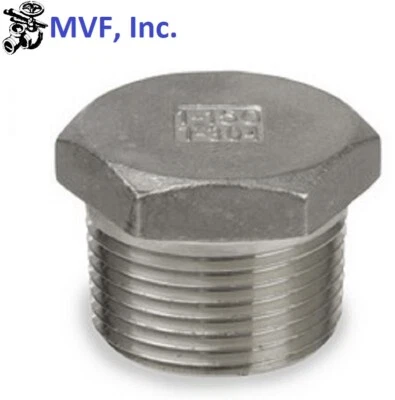 1/2" 150# Threaded (NPT) Hex Head Plug 304 Stainless Steel Fitting SS130441304 - Image 1 of 4
