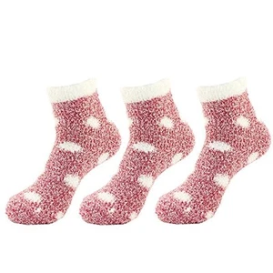 Super Soft Warm Microfiber Cozy Fuzzy Stripe/Polka Dot Socks Magenta - Picture 1 of 6