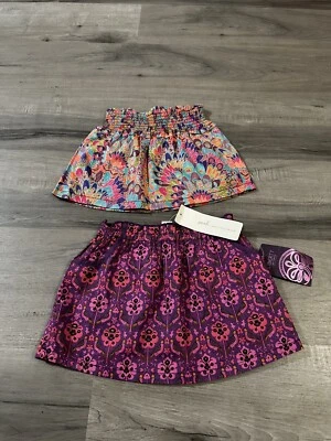 (2) PEEK Little Peanut 3-6m y 6-12m Faldas Multicolor Pájaros Púrpura Rosa Floral Foto 1 de 4