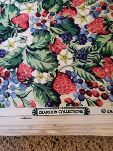 Cranston Collection Berry Berries & Flower Print Quilt Fabric Strawberry BTY - Picture 1 of 2