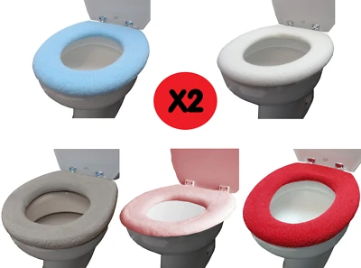 Soft Toilet Seat Cover x2 Warm Padded Washable Cushion Mat Universal Bathroom UK - Image 1 of 4