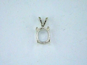 Colgante ovalado de 4 puntas de bajo perfil engaste de plata de ley   - Imagen 1 de 2