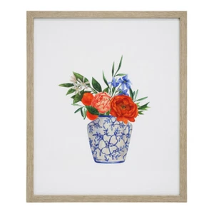 Framed 45x55cm Glass Print Floral Chino 1 Hanging Wall Art Home Decor Display - Picture 1 of 1