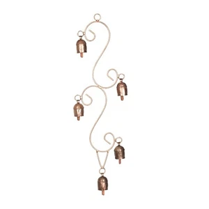 Handcrafted 5 Bells Leaf Wind Chimes Ethnic Decor Positive Energy and Serenity - Picture 1 of 5