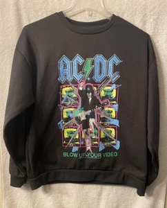 AC/DC Band Music Blow Up Your Video Black Graphic Long Sleeve Crewneck Size L - Picture 1 of 4