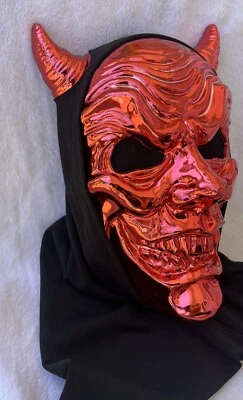 Demonio Diablo Rojo Sangriento con Cuernos Halloween Mascarada Fiesta Disfraz Máscara De Colección Foto 1 de 4