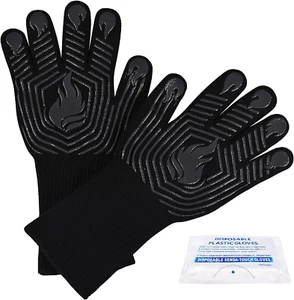 BBQ Gloves 1472F Heat Resistant Fireproof Silicone Non Slip Washable Oven Kitche - Picture 1 of 12