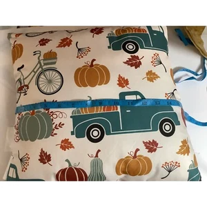 Pillows,Throw,Set Of 2,Autumn Harvest/Farm Truck/Pumpkin-17”X17”-Fall Harvest - Picture 1 of 6