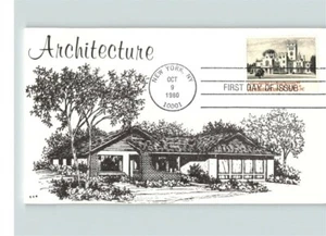 ARCHITECTURE, 1980 First Day of Issue, pic Lyndhurst in Tarrytown, NY, 1980 FDC - Picture 1 of 1