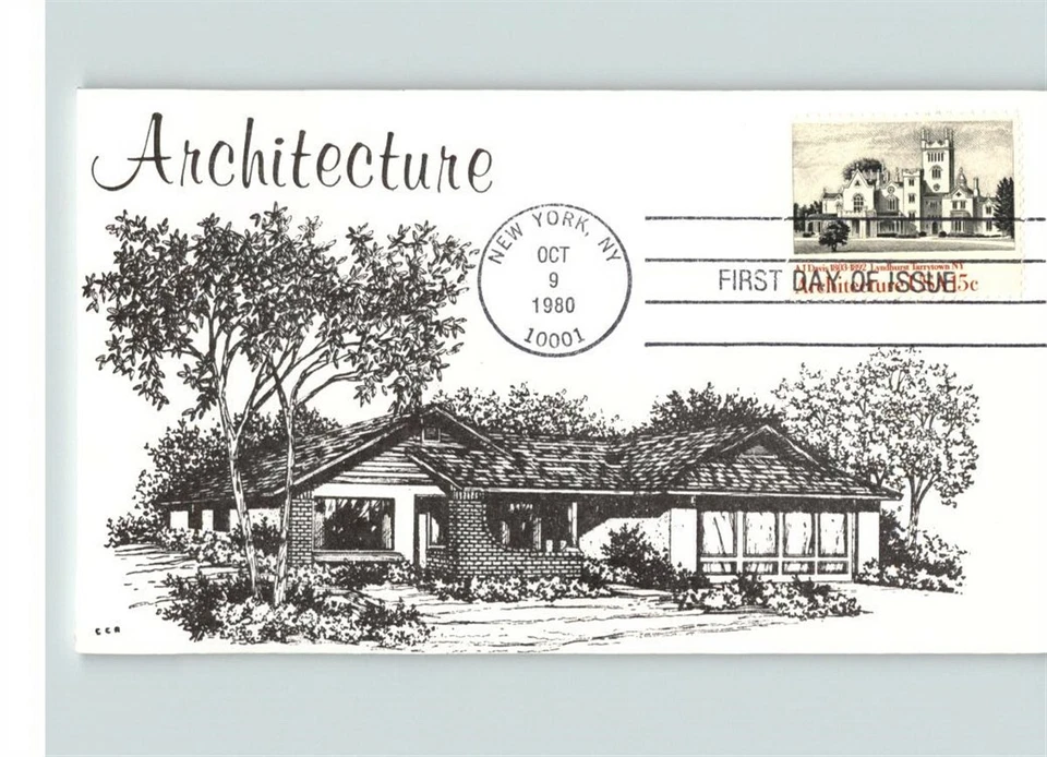ARCHITECTURE, 1980 First Day of Issue, pic Lyndhurst in Tarrytown, NY, 1980 FDC - Image 1 of 1