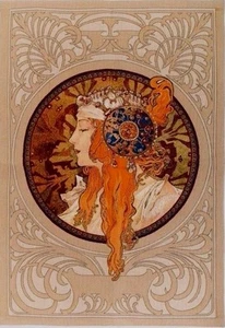 NEW ALPHONSE MUCHA BYZANTINE BLONDE FULLY LINED 37" TAPESTRY WALL HANGING 6007 - Picture 1 of 6