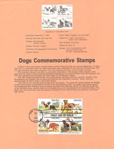 #8430 20c Dogs (4) Stamps(4) - Scott #2098-3001 USPS Souvenir Page - Picture 1 of 1