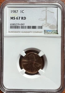 1987-P Lincoln Cent 🪙 MS67 RD 💎 1¢ Coin – Red U.S. Mint Collectible ✨ - Picture 1 of 2