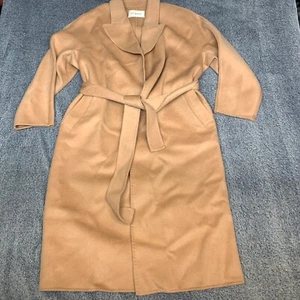 Seide Maison 100% Wolle Mantel Oversize Trench Camel Farbe Damen Small Luxus - Bild 1 von 15