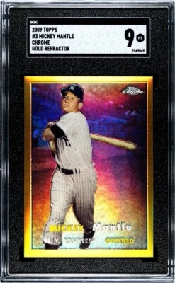 2009 Mickey Mantle Topps Chrome 1957 Gold Refractor SGC 9 - Image 1 of 2