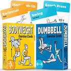 [2-Pack] Bodyweight & Dumbbell Workout Cards - Large Size 5" X 3.5" Exercise Car