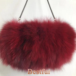 Mujeres Real Zorro Piel Bolso de Mano Cartera Billetera Fiesta Bolso bandolera Bolso de Hombro con Cadena - Imagen 1 de 4